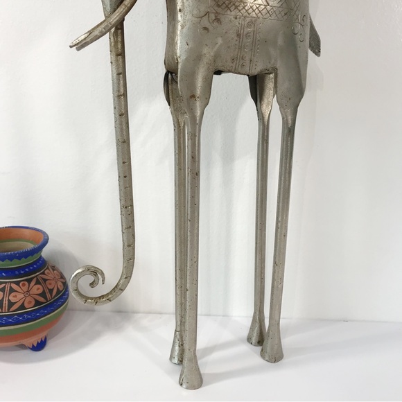 VTG Silver Metal Art Elephant Sculpture Elongated Legs Figure Tribal Abstract 16 - Picture 4 of 9